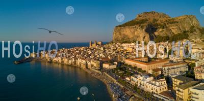 Cefalu At Sunset - Aerial Photography