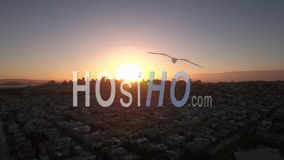 Aerial View Of San Francisco At Sunset - Video Drone Footage