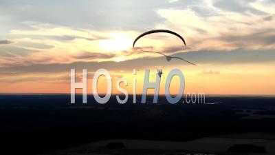 Paramotor Flying At Sunrise