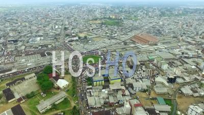 High On Douala Tentacular Central Market - Video Drone Footage