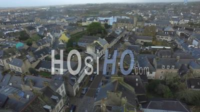 Flying Over The City Of Pont Abbe, Brittany, France - Video Drone Footage