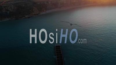 Artificial Harbor Arromanches Les Bains During The Landing. - Video Drone Footage