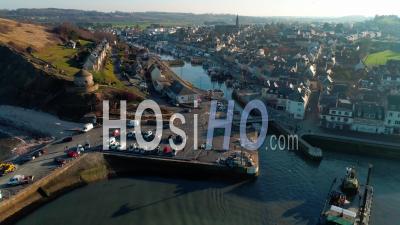 Port En Bessin In Normandy, Calvados - Video Drone Footage