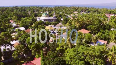 Gili Air Central Mosque Prominent On Island - Video Drone Footage