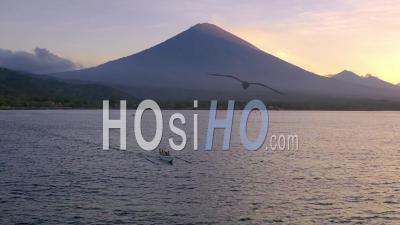 Mount Agung Just Before Dark - Video Drone Footage