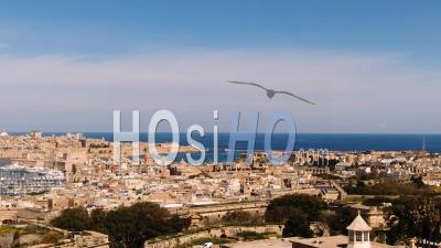 Towns Of Vittoriosa And Valletta And The Entrance Of The Grand Harbour In Malta - Video Drone Footage