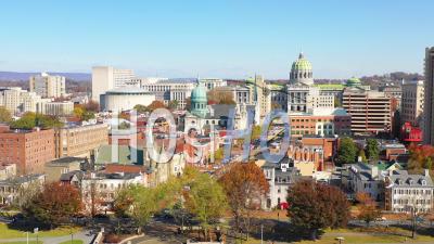 Aerial Video Drone Footage Of Pennsylvania Capital Building In Harrisburg