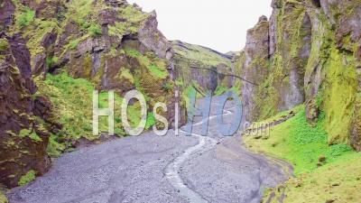 Aerial View Of The Majestic Deep Inspiring Canyon Of Stakkholtsgja Near Thorsmork, Iceland - Video Drone Footage