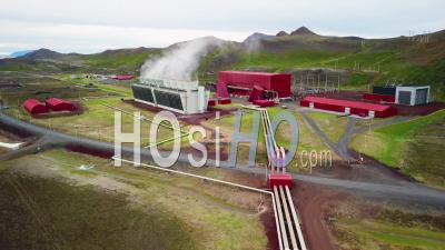 Drone View Over The Krafla Geothermal Power Plant In Iceland Where Clean Electricity Is Generated
