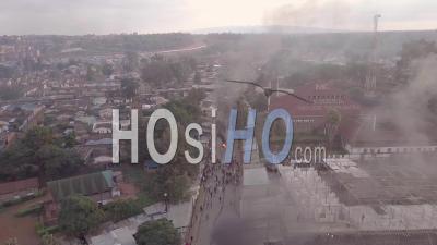 Aerial View Rioting, Fires And Riots In The Kibera Slum Of Nairobi During Controversial Elections In Kenya In 2018 - Video Drone Footage