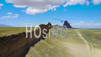 Aerial View Over A Natural Geological Formation Reveals Shiprock, New Mexico - Video Drone Footage