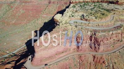 Cars Travel On The Dangerous Mountain Road Of Moki Dugway, New Mexico, Desert Southwest - Video Drone Footage