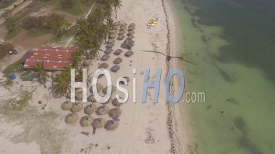 Aerial View Of An Old Beach Resort Hotel On The Coast Of Cuba - Video Drone Footage