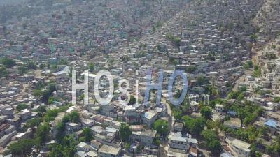 Aerial View Over The Slums, Favela And Shanty Towns In The Cite Soleil District Of Port Au Prince, Haiti - Video Drone Footage