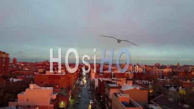 Sunset Aerial View Over Brooklyn New York Neighborhoods - Video Drone Footage