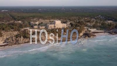 Aerial View Over The Ruins Of Tulum Region, Mexico Yucatan - Video Drone Footage