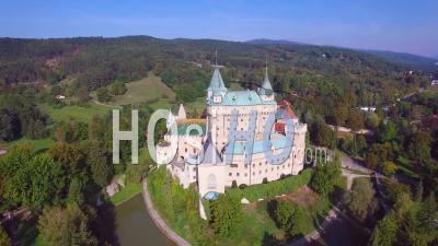Aerial View Of The Romantic Bojnice Castle In Slovakia - Video Drone Footage