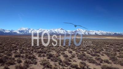 Vue Aérienne Sur Une Plaine Géothermique Dans Les Montagnes De La Sierra Nevada, Près De Mammoth, En Californie, Révèle Un Lac De Montagne - Vidéo Drone