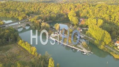 Chalifert Lock, Seine-Et-Marne, France, Video Drone Footage