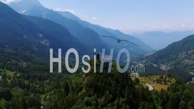 The Castle Of Graines, In Aosta Valley, Italian Alps - Video Drone Footage