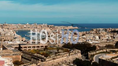 The Towns Of Vittoriosa And Valletta And The Entrance Of The Grand Harbour In Malta - Video Drone Footage