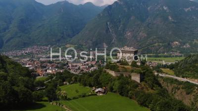 The Castle Of Verres, In Aosta Valley, Italian Alps - Video Drone Footage
