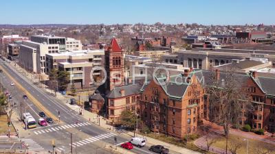 Aerial View Over The Harvard University Campus And Harvard Law School - Video Drone Footage