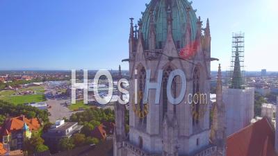 Aerial View Of St. Pauls Gothic Cathedral In Munich, Germany - Video Drone Footage