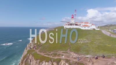 Aerial View Over The Cabo Da Roca Cliffs And Shoreline, Portugal - Video Drone Footage