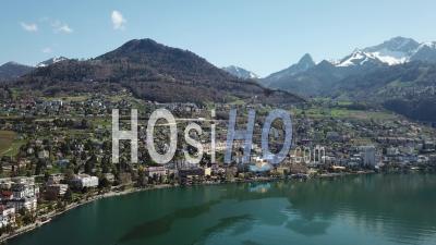City Of Montreux And The Swiss Riviera - Video Drone Footage