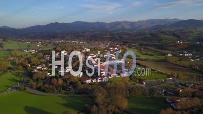 Sare, France In Basque Country On Spanish-French Border, Video Drone Footage
