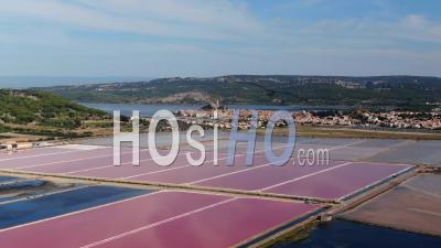 Le Marais Salant Rose De Gruissan, Dans La Lumière Du Matin, Vidéo Drone