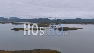 Volcanic Pseudo Craters In Lake Myvatn (north Iceland) - Video Drone Footage
