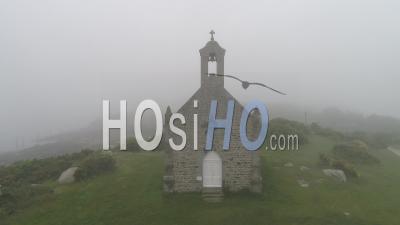 Church In Chausey, Normandy, France. Video Drone Footage