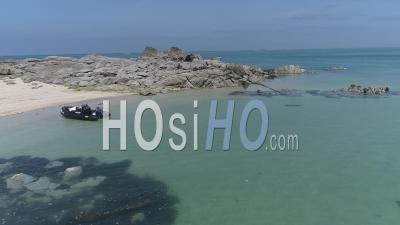 Island In Chausey, In The Manche's Sea Near Granville, Normandy, France. Video Drone Footage