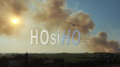Huge Fire Burning Forest In Southern France - Video Drone Footage