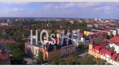 Aerial View Over Solna I Stockholm On A Sunny Summer Day, Sweden - Video Drone Footage
