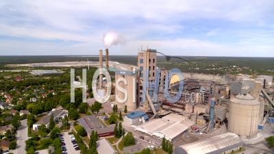 Industrial Site Of Making Cement , Gotland Sweden, Video Drone Footage