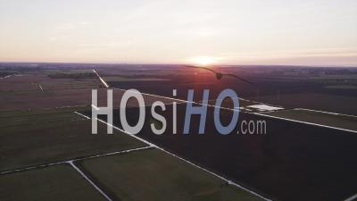 Charente Maritime Swamps Landscape At Sunset - Video Drone Footage