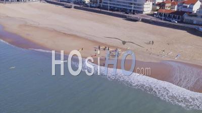 Lifeguards Training On The Beach - Video Drone Footage