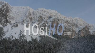 Montagnes Et Forêt De Pins Couvertes De Neige - Vidéo Drone