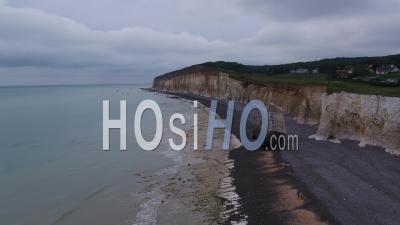 White Cliffs In Normandy, Quiberville-Sur-Mer - Video Drone Footage