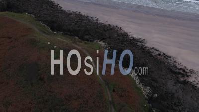 Aerial View Of Blancs Sablons Beach Near Brest, Brittany, France - Video Drone Footage