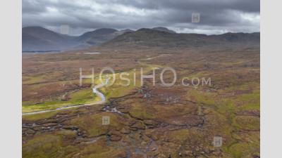 Aerial View Over Wetland In The Northwest Highlands Of Scotland - Aerial Photography
