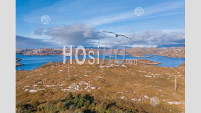 Aerial View Over Loch Laxford Islands In Scotland - Aerial Photography