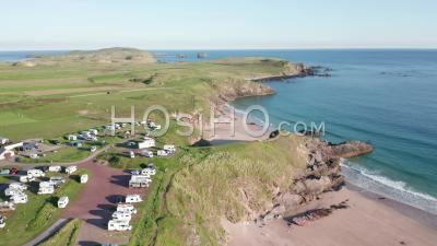 Aerial View Over Coastal Campsite In Scottish Highlands