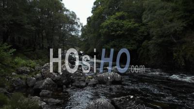 Stone Bridge Over Little Gruinard River In The Northwest Highlands Of Scotland - Video Drone Footage
