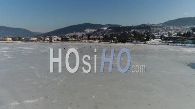 Frozen Lake In Winter, Gerardmer, Vosges – Video Drone Footage