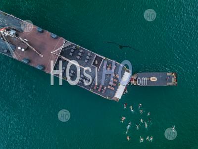 Cruise Ship From Above, Lan Ha Bay , Vietnam - Aerial Photography