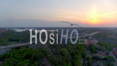 Sundown Over Stockholm City, Sweden - Vidéo Drone
